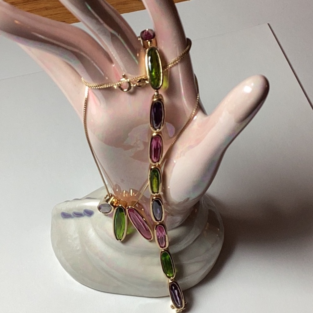 Elegant Gold and Multicolor Gemstone Jewelry Set